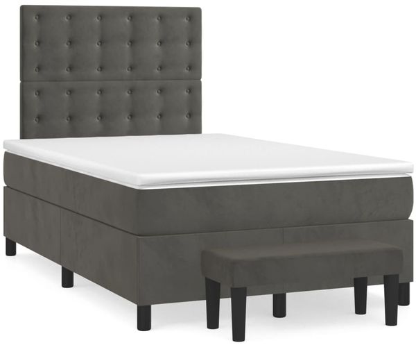 vidaXL Boxspringbett mit Matratze Dunkelgrau 120x190 cm Samt 3270494