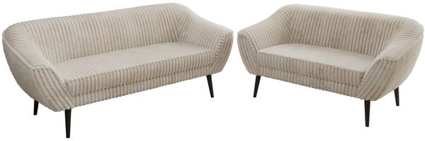 Skandinavisches Sofa Set PIRS 3-2, Komplettset, Wellenfederung, schwarze Füße, Sitzgruppe, Polstermöbel Set - Beige Cord Bild 8