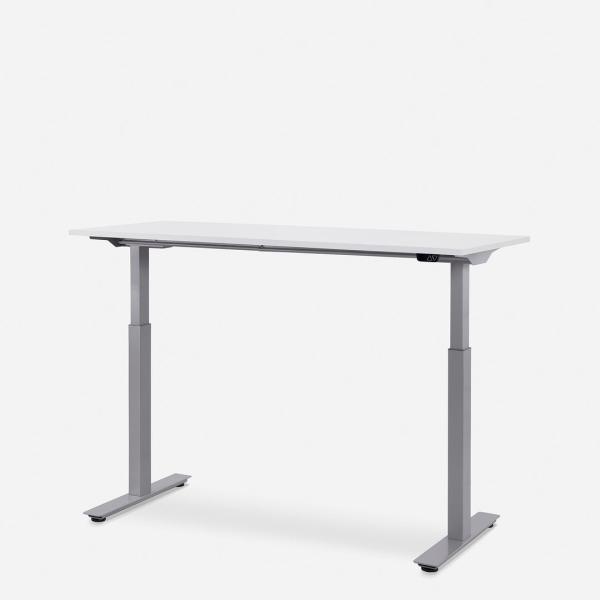 140x60 cm WRK21® SMART - Weiss Uni / Grau elektrisch höhenverstellbarer Schreibtisch