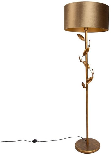Qazqa Stehlampe Linden, ohne Leuchtmittel, E27, Gold/Messing, Klassisch / Antik, Stahl, 1-flammig