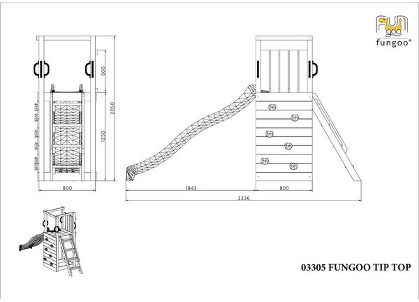 Fungoo Spielturm "TipTop", teak,mit Rutsche Leiter und Kletterwand Bild 4