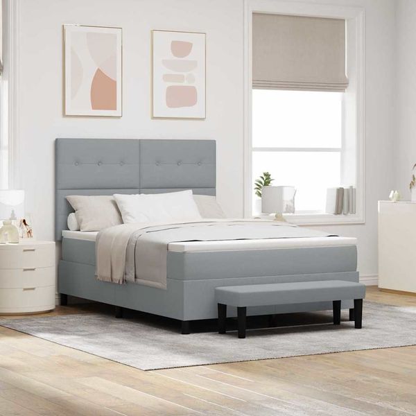 vidaXL Boxspringbett mit Matratze Hellgrau 160 x 200 cm Stoff 3344079