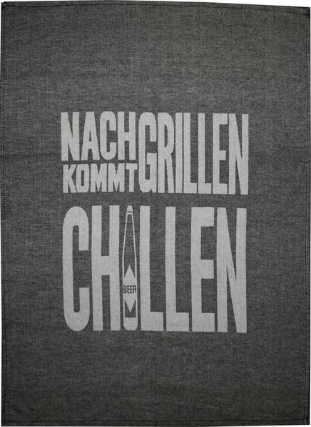 Geschirrtuch Grillen Chillen Baumwolle 50 x 70 cm rot schwarz