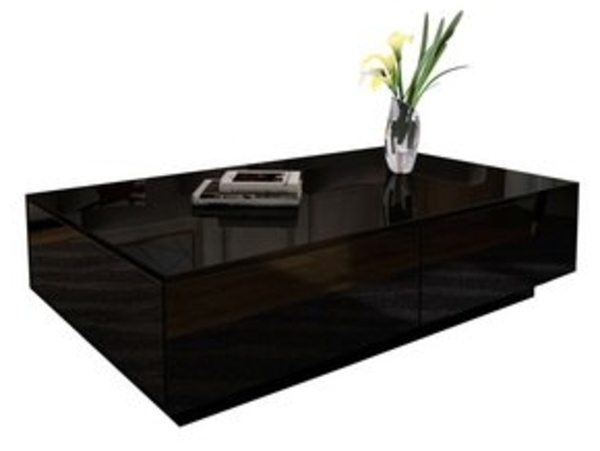 BESTWANTED Beistelltisch mit Stauraum 4 Schubladen (95×60×31cm), Hochglanzfinish, aus Holz, schwarz Bild 6