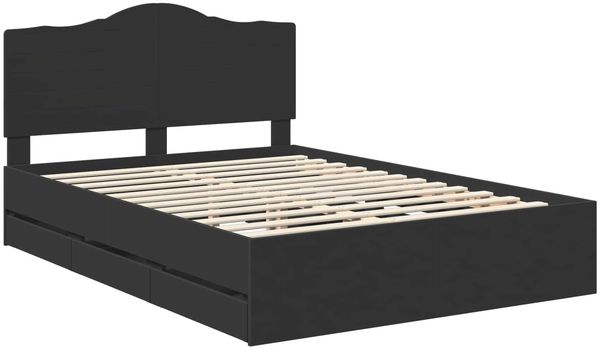 vidaXL Bettrahmen mit Schubladen Schwarz 150 x 200 cm Ingenieurs Holz 3413402 Bild 4