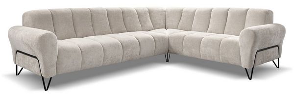 Beautysofa Ecksofa mit Metallbeine in schwarzer VOLARE L, mit höchstem Sitzkomfort, ohne Schlaffunktion