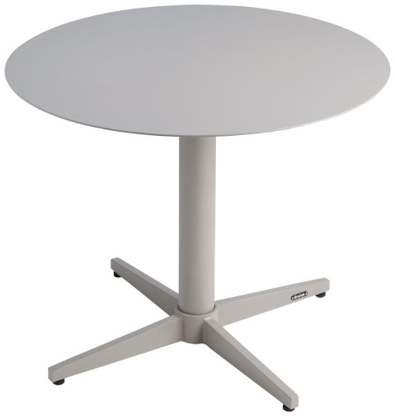 Gartencouchtisch Mill von Brafab aus Aluminium, modern rund, hellgrau, Ø 60 cm