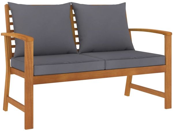 vidaXL Gartenbank 120 cm mit Dunkelgrauen Kissen Massivholz Akazie 311830