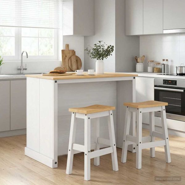 vidaXL Kücheninsel Set mit Tür 3 pcs Weiß und Honigwachs Massiv-Kiefer 3425397