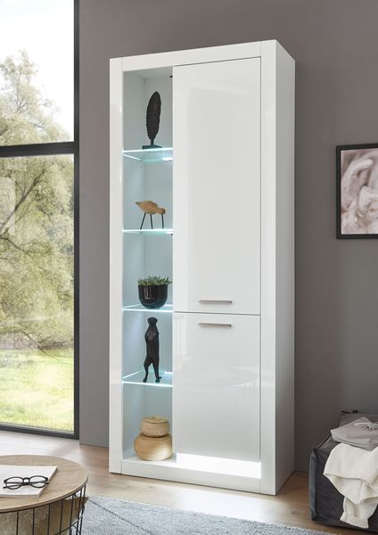 Stauraumschrank Mehrzweckschrank Meran 80cm weiß hochglanz Modern