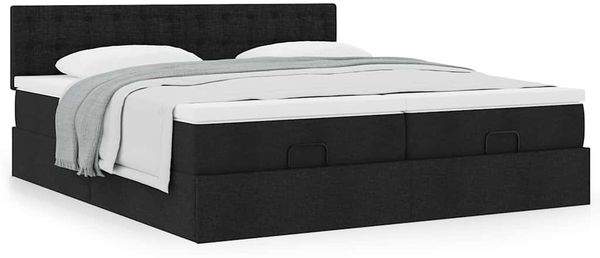 vidaXL Ottoman-Bett mit Matratzen Schwarz 200x200 cm Stoff 3312045 Bild 4