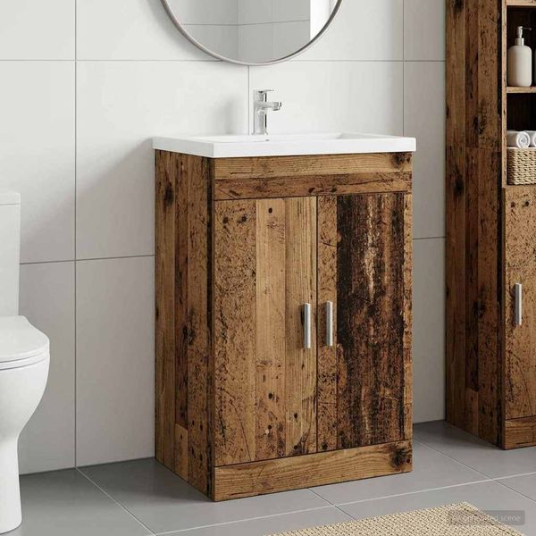 vidaXL Badunterschrank Altholz 56 x 37,5 x 81 cm Holzwerkstoff 890686