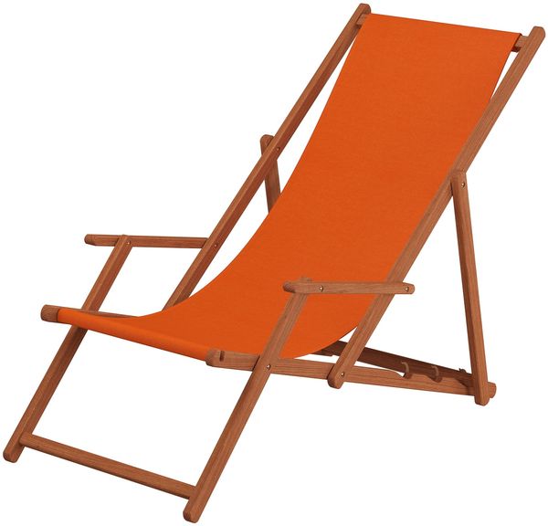 Strandstuhl terracotta Gartenstuhl Sonnenliege Deckchair Buche dunkel Kissen klappbar 10-309KH