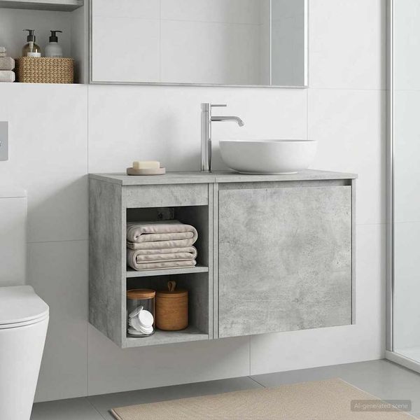 vidaXL Badezimmerschrank Inzwischen Betongrau 30 x 44,5 x 50 cm 890353