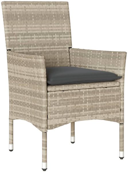 vidaXL 3-tlg. Garten-Essgruppe mit Kissen Hellgrau Poly Rattan Glas 3278611 Bild 3