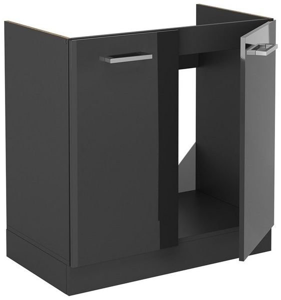 Spülenunterschrank R-Line Anthrazit Hochglanz 80 cm ohne Arbeitsplatte Vicco Bild 3