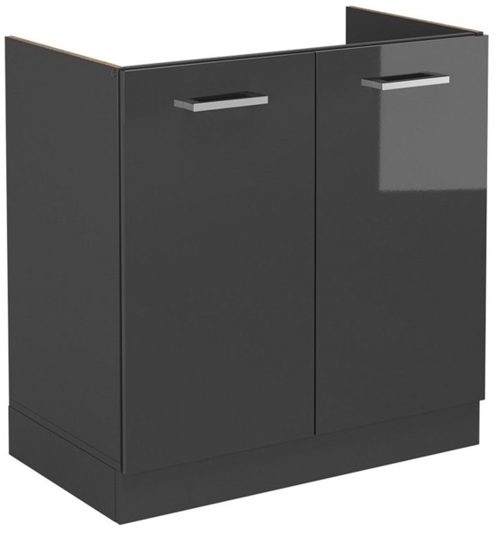 Vicco Spülenunterschrank R-Line, Anthrazit Hochglanz/Anthrazit, 80 cm ohne Arbeitsplatte