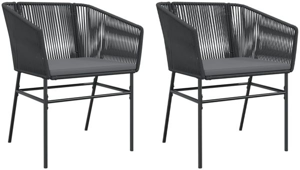 Gartenstühle, Terrassenstühle 2 Stk. mit Kissen Schwarz Poly Rattan