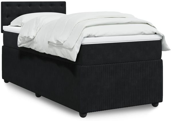 vidaXL Boxspringbett mit Matratze Schwarz 80x200 cm Samt 3287604