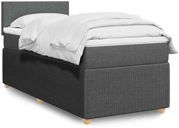 vidaXL Boxspringbett mit Matratze Dunkelgrau 80x200 cm Stoff 3287277
