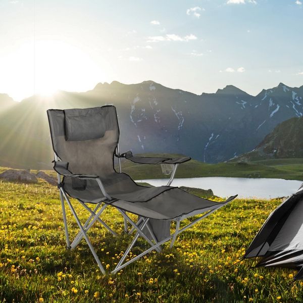 HI Luxus Campingstuhl mit Fußstütze Anthrazit 423912