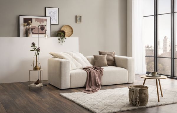 DOMO. collection Sofa 800013, 2-Sitzer Garnitur, rechteckig, gepolsterte Rückenlehne, Modul-Element, 2er Couch, Polsterganitur, 216 x 108 x 69 (BxTxH), natur