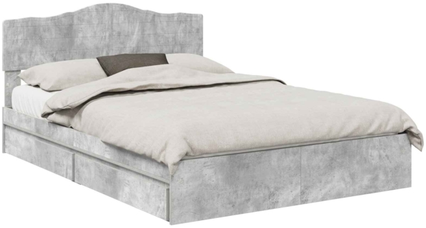 vidaXL Aufbewahrungsbett Beton Grau 160x200 cm Holzwerkstoff 3413078