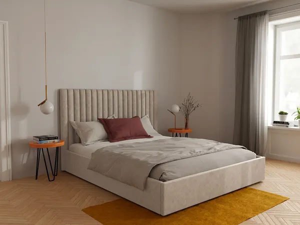 Vente-unique - SARAH Bett Stoff Schokoladenbraun - B 214 cm x H 120 cm x L 170 cm