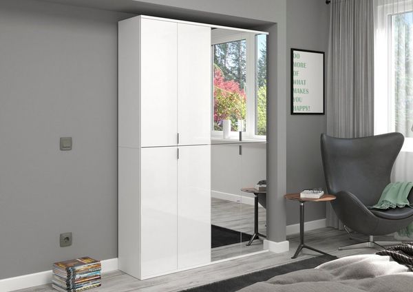 INOSIGN Garderoben-Set Trondheim, Breite 122 cm, best. aus 2 Schränken, 8 Türen, 18 Fächer, (Set, 2-St), inkl. ausziehbarer Kleiderstange, Garderobenschrank, Kleiderschrank