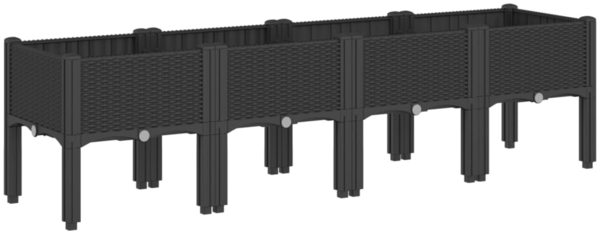 vidaXL Pflanzkasten mit Beinen Schwarz 160x40x42 cm PP 367903