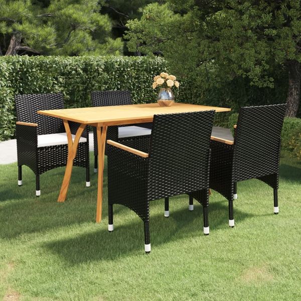 vidaXL 5-tlg. Garten-Essgruppe Schwarz 3072115