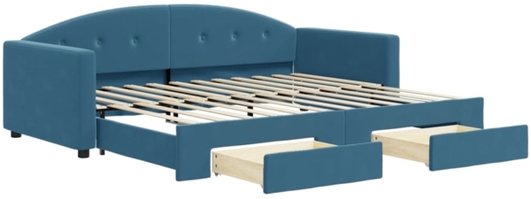 vidaXL Tagesbett Ausziehbar mit Schubladen Blau 90x200 cm Samt 3197348