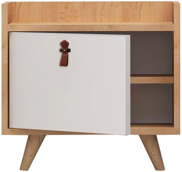 WellHome Yukon Kommode 100 % melaminfurnierte Spanplatte Eiche Weiss