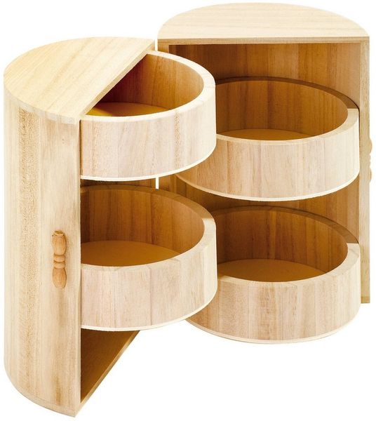 VBS Aufbewahrungsbox Holz-Schränkchen, rund