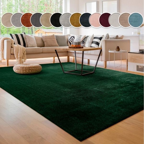 Paco Home Teppich Cadiz 630, rechteckig, Höhe: 14 mm, Uni-Farben, besonders weich, waschbar, auch als Läufer erhältlich