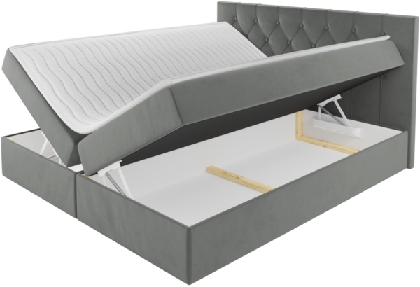 Boxspringbett Simori, Grau, 200x200 cm Bild 3