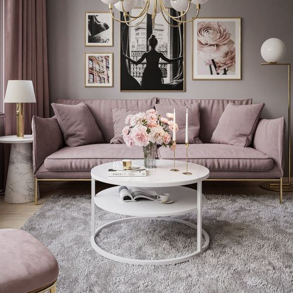 Lookway Couchtisch CIRI GLASS mit Ablage (1 Tisch), Durchmesser: ⌀70 cm