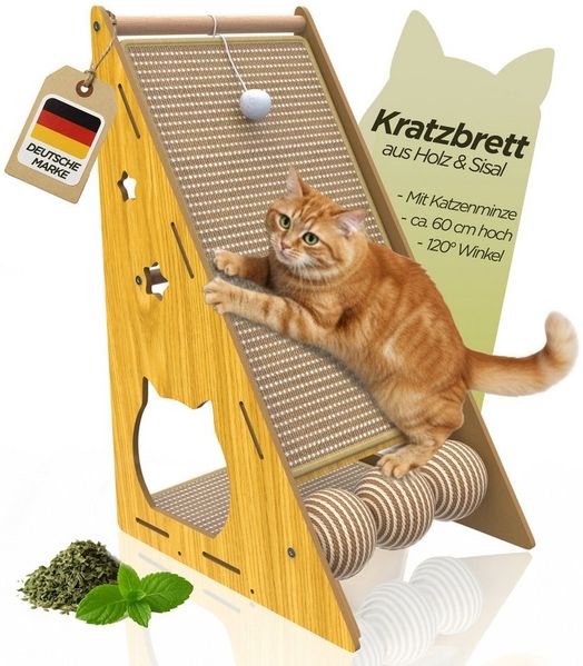 Petsation Kratzbrett Katzenkratzbrett aus Sisal – Vertikales Kratzbrett für Katzen, Spieltunnel