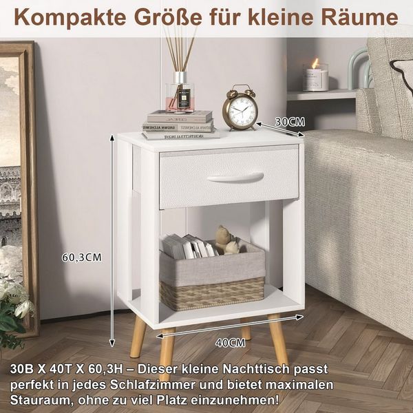 OYRREU Nachttisch Set mit Schubladen, 2 platzsparende Nachtkommoden, OTTO'S CHOICE (Holzoptik 40x30x60 cm, Nachtschrank-Set 2-tlg. Kombination), 2er Beistelltisch platzsparendes Design, harmonisch