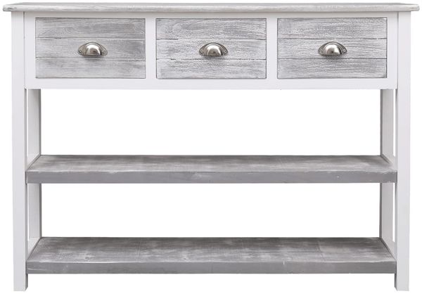 Sideboard, Kommode Antik-Grau 108x30x76 cm Massivholz Paulownia j942p