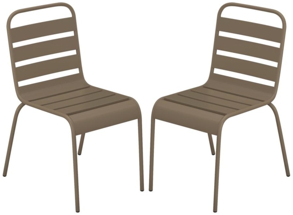 Vente-unique - Gartenstuhl stapelbar 2er-Set - Metall - Taupe - MIRMANDE von MYLIA