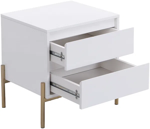 Vente-unique - KORASA Bedside table Holz, Platte Weiß - B 40 cm x H 50 cm x L 50 cm Bild 4