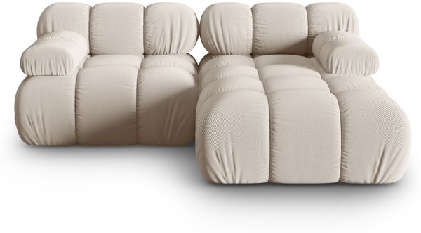Micadoni Modulares Ecksofa Bellis 3-Sitzer Rechts 3D-Stoff Sonic Helles Beige