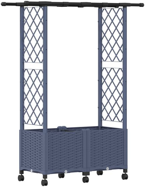 vidaXL Hochbeet mit Rankgitter und Dach Grau 124,5 x 40 x 142 cm PP 3423031 Bild 2