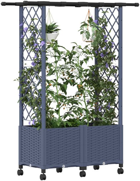 vidaXL Hochbeet mit Rankgitter und Dach Grau 124,5 x 40 x 142 cm PP 3423031 Bild 3