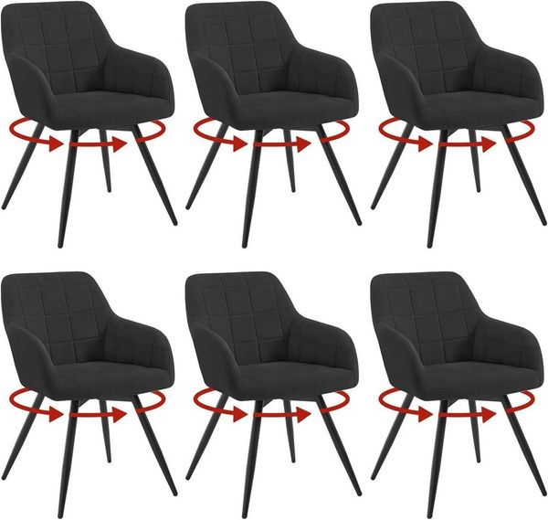 Woltu Esszimmerstuhl (6 St), gepolsterter ergonomischer, mit Metallbeinen
