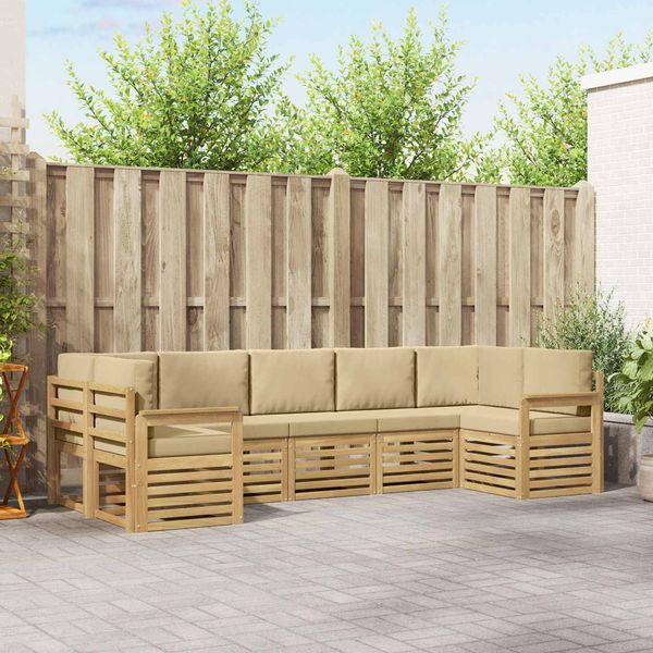 vidaXL Outdoor-Sofagarnitur 6 pcs Weiß und Beige 304 x 128,5 x 73 cm 3392423