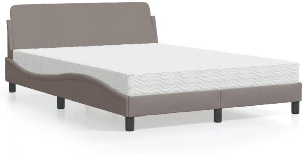 vidaXL Bett mit Matratze Taupe 120x200 cm Stoff 3208368