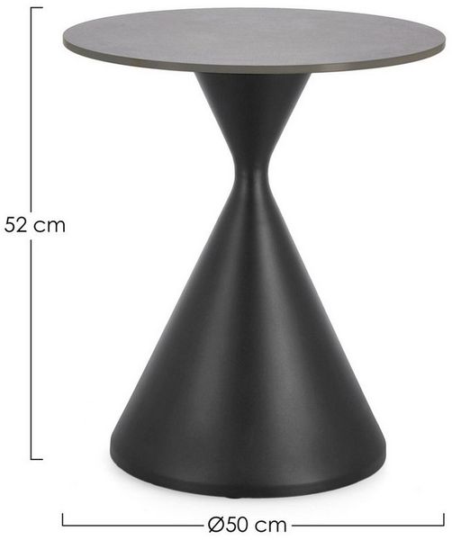 Couchtisch Anolo aus Metall und Feinsteinzeug in Marmor-Optik, modern, rund, schwarz, Ø 50 cm