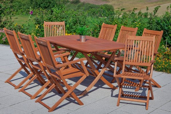 MERXX Garten-Essgruppe »Rio«, (Set, 7-tlg, Geöltes Eukalyptusholz), Ausziehtisch:, klappbar LxB: 110-160 x 90 cm